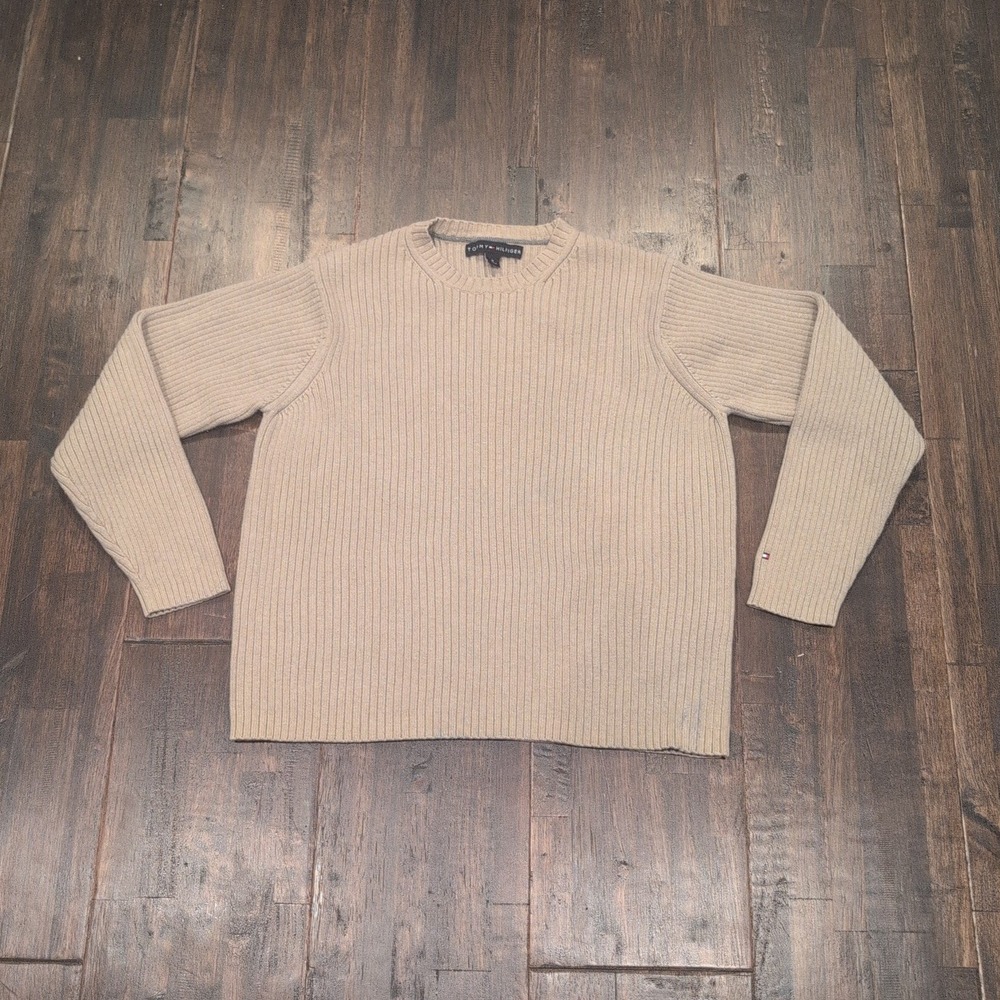 Tommy Hilfiger Tan‎ Ribbed Crew Neck Sweater Mens M